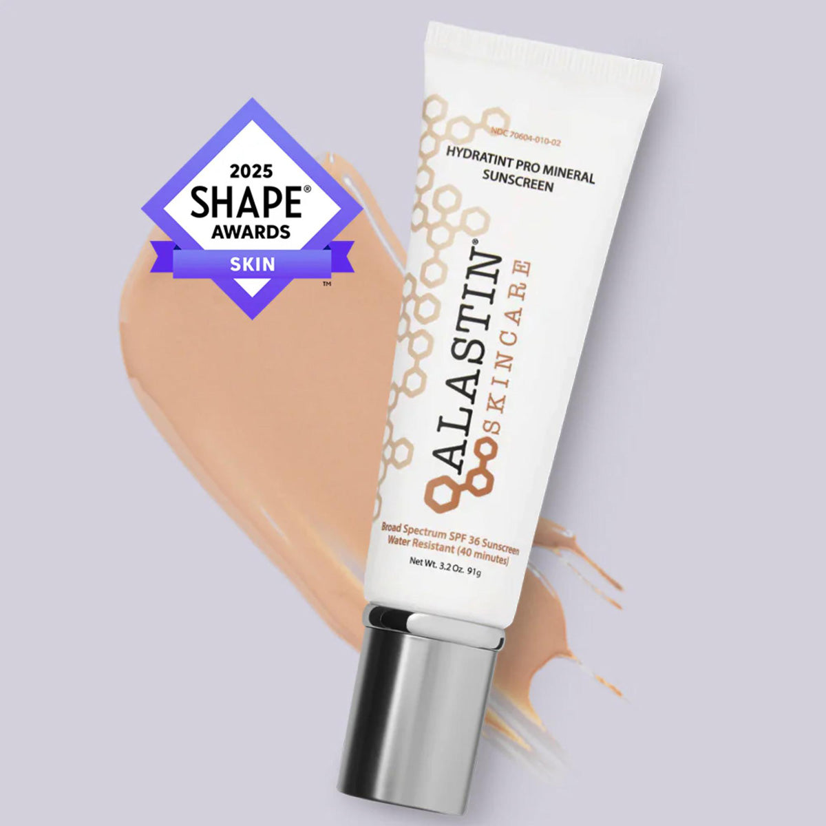 ALASTIN Skincare HydraTint Pro Mineral Broad Spectrum Sunscreen SPF 36 award badge