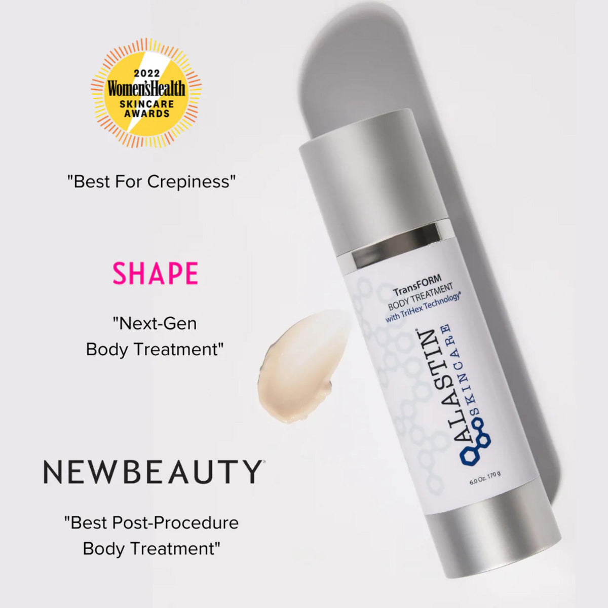 ALASTIN Skincare TransFORM Body Treatment with TriHex Technology award badge