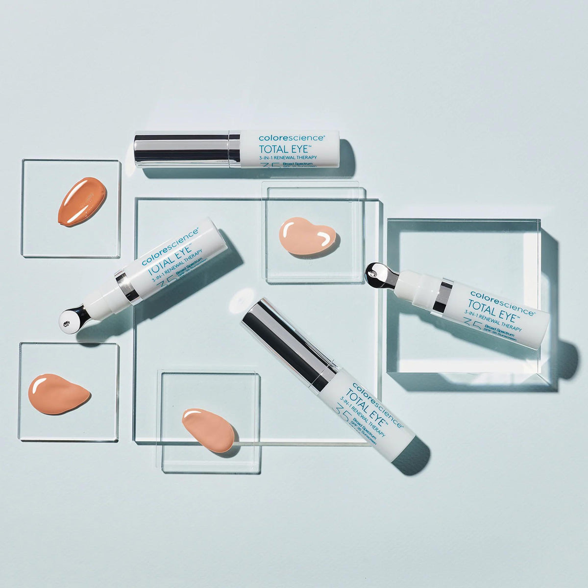 Colorescience Total Eye 3-in-1 Renewal Therapy SPF 35 swatch and packaging