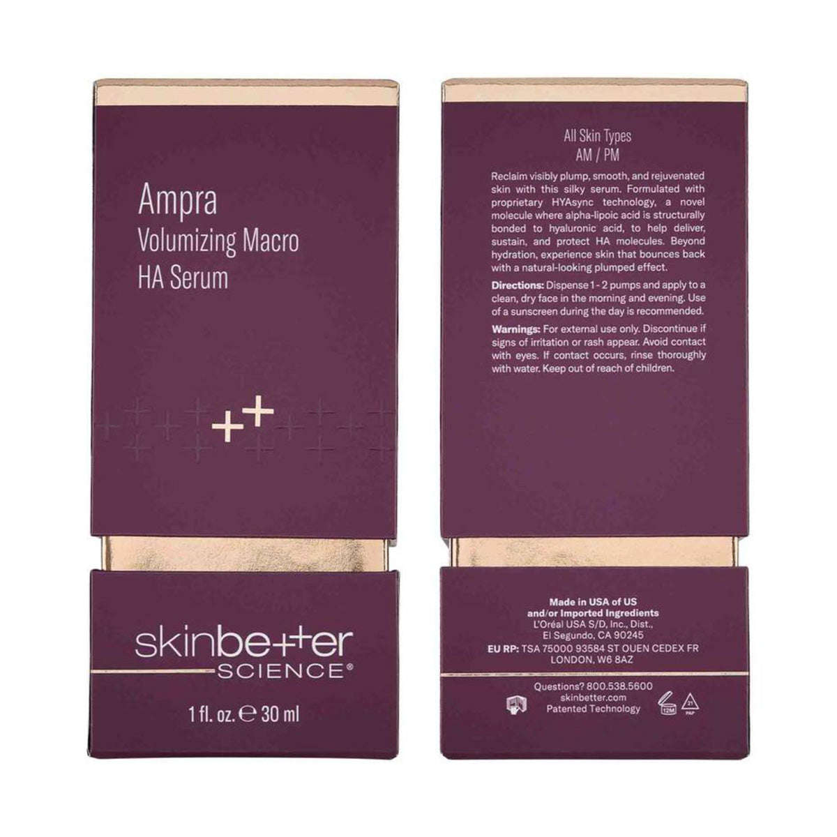 Skinbetter Science Ampra Volumizing Macro HA Serum packaging