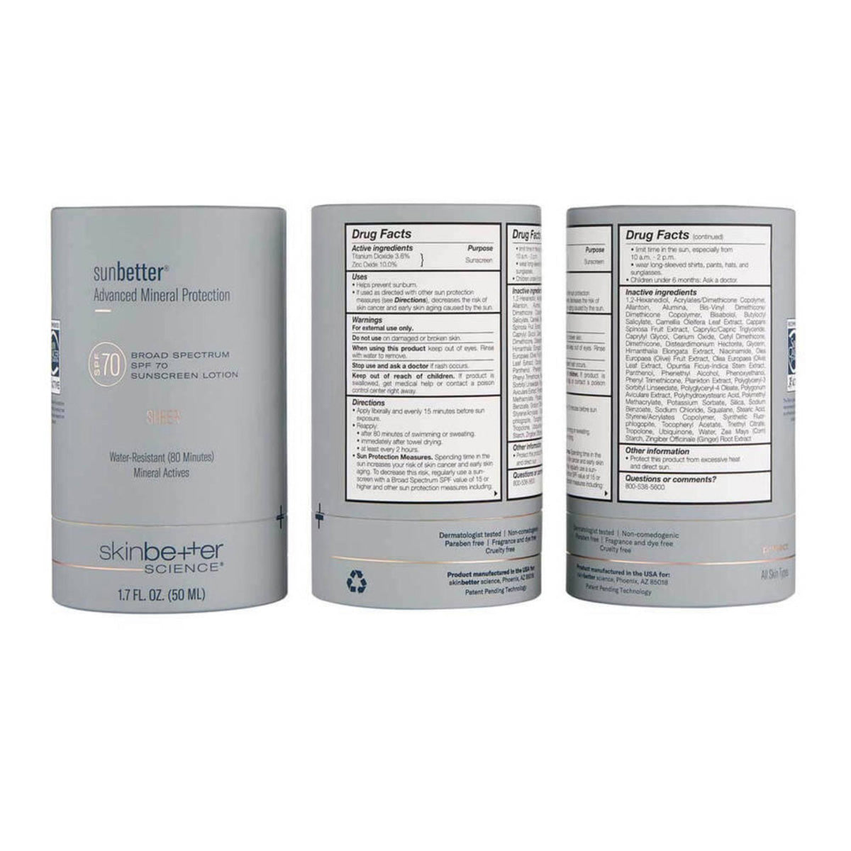 Skinbetter Science sunbetter SHEER SPF 70 Sunscreen Lotion packaging