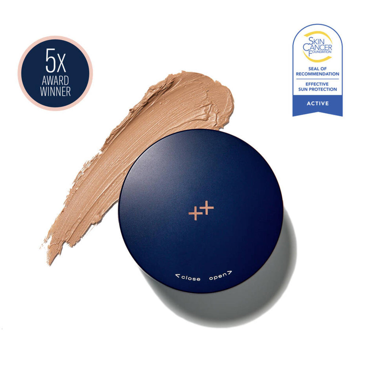 Skinbetter Science sunbetter TONE SMART SPF 68 Sunscreen Compact swatch and packaging